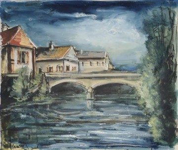 モーリス・ド・ヴラマンク Painting - 村の橋モーリス・ド・ヴラマンク